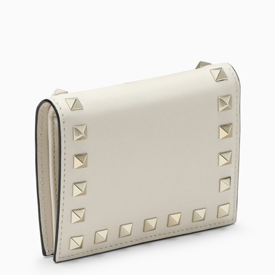 Shop Valentino Ivory Rockstud Small Wallet In White