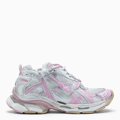 Shop Balenciaga White/pink Runner Low-top Sneakers