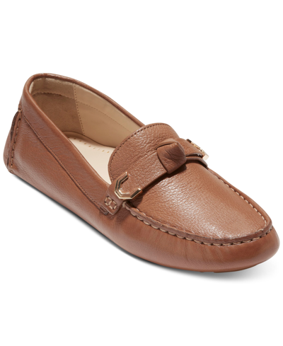 Shop Cole Haan Women's Evelyn Bow Driver Loafers In Pecan Leather