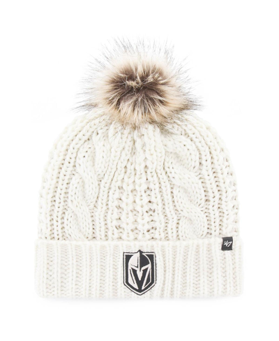 47 Brand Women's '47 White Vegas Golden Knights Logo Meeko Cuffed Knit Hat With Pom In White