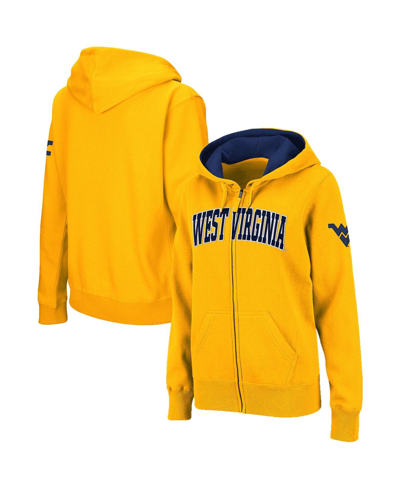 Shop Colosseum Women's Stadium Athletic Gold West Virginia Mountaineers Arched Name Full-zip Hoodie
