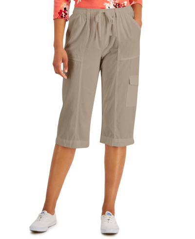 Shop Karen Scott Charlie Capri Pants, Created For Macy's In Almond Khaki