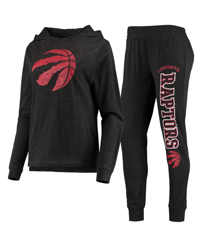Concepts Sport Women's  Black Toronto Raptors Hoodie And Pants Sleep Set In Black