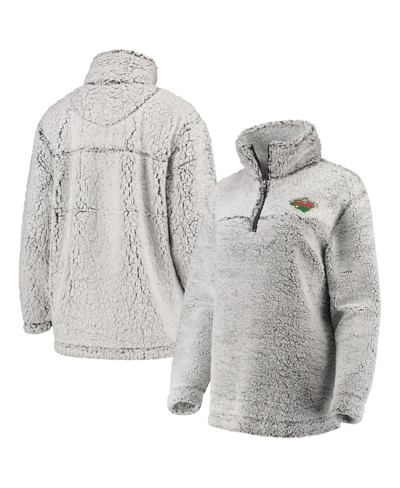 G-iii 4her By Carl Banks Women's  Gray Minnesota Wild Sherpa Quarter-zip Pullover Jacket In Gray