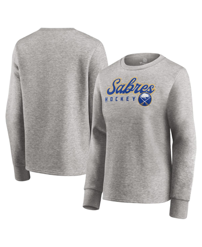 Shop Fanatics Women's  Branded Heathered Gray Buffalo Sabres Fan Favorite Script Pullover Sweatshirt