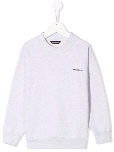 Shop Balenciaga Logo-print Sweatshirt In Grey