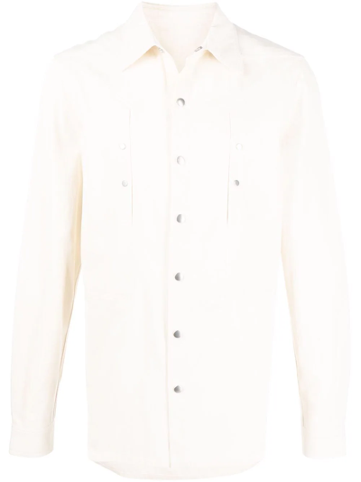 Shop Rick Owens Long-sleeve Cotton Shirt In Neutrals