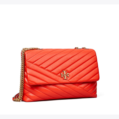 Shop Tory Burch Kira Chevron Convertible Shoulder Bag In Bright Samba