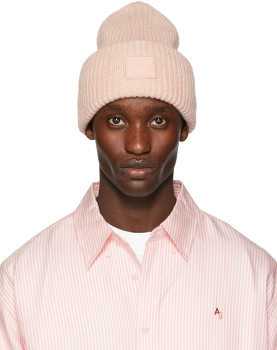 Shop Acne Studios Pink Wool Ribbed Beanie In Cs1 Faded Pink Melan