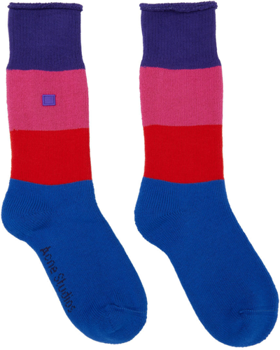 Shop Acne Studios Multicolor Face Socks In Bik Purple Multicolo