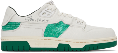 Shop Acne Studios White & Green Low Top Sneakers In Aet White/green