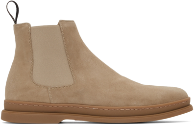 Shop Paul Smith Tan Suede Ugo Chelsea Boots In 7 Whites
