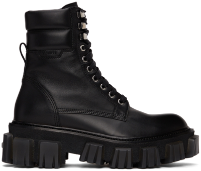 Shop Amiri Black Crepe Lug Combat Boots In Black / Black Transl