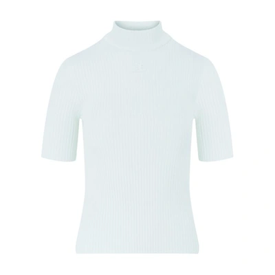 Shop Courrèges Short Sleeves Knit Jumper In White