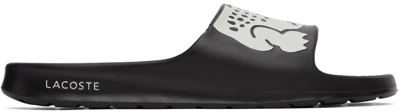 Shop Lacoste Black & White Croco 2.0 Slides In Blk/wht