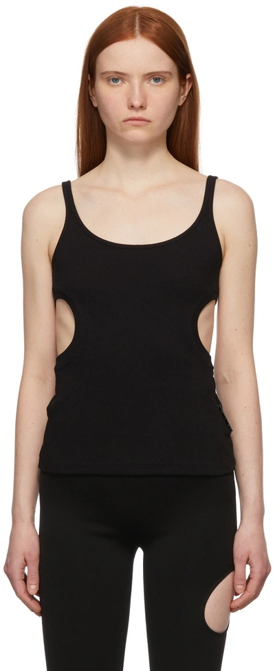 Shop Off-white Black Rib Knit Meteor Tank Top In 000 Black No Color