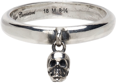 Shop Ugo Cacciatori Silver Hanging Skull Ring