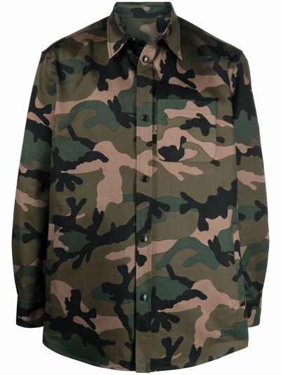 Shop Valentino Camouflage Shirt Jacket In Multi
