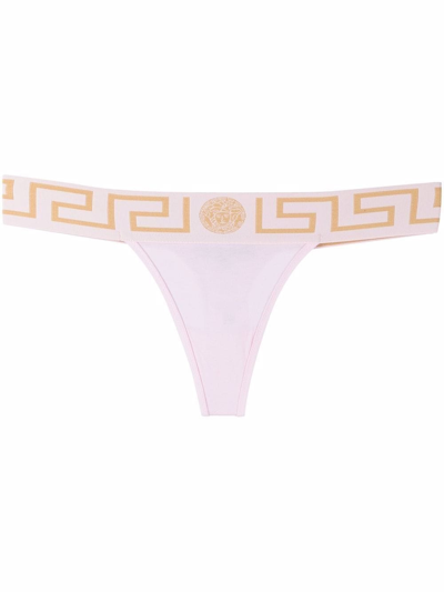 Versace Thong Adorned With Greek On Board In Rosa