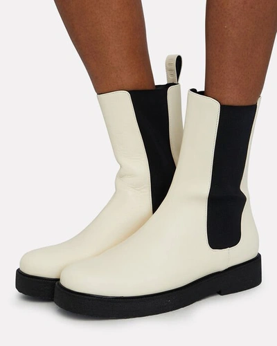 Shop Staud Palamino Leather Chelsea Boots In Ivory