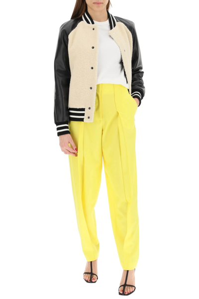 Shop Loewe Carrot Fit Wool Trousers In Yellow