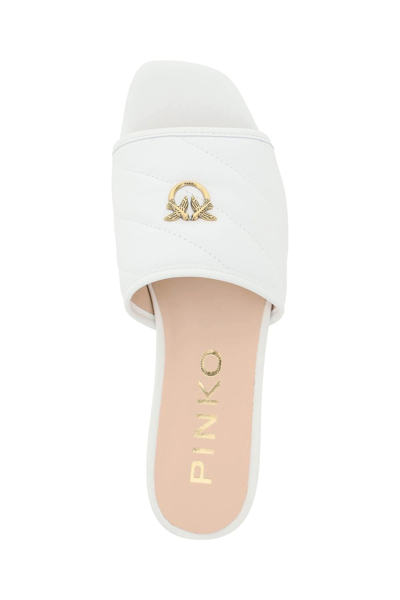 Shop Pinko Quilted Nappa Leather Molly Mules In White