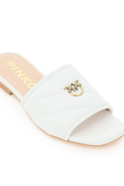 Shop Pinko Quilted Nappa Leather Molly Mules In White