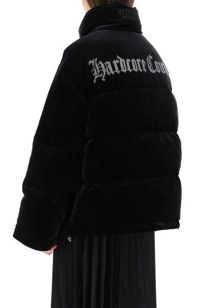 Shop Vetements Down Jacket With Crystal Logo In Black