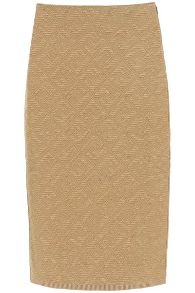 Shop Fendi Ff Diagonal Viscose Skirt In Brown