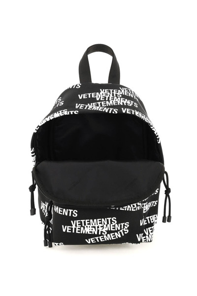 Shop Vetements Logo Print Mini Backpack In Black,white