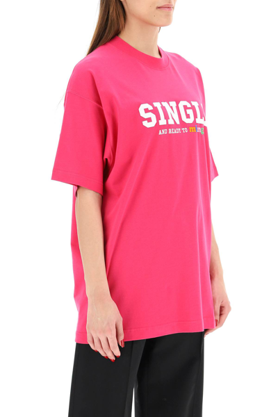 Shop Vetements Single And Ready Print T-shirt In Fuchsia