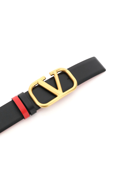 Shop Valentino Vlogo Signature Reversible Belt In Black,red