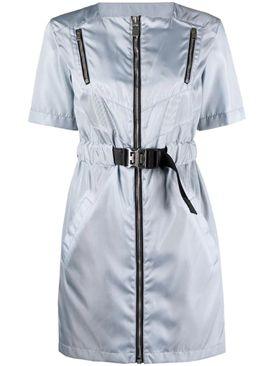 Shop Givenchy Light Blue Short Sleeved Dress With Zip