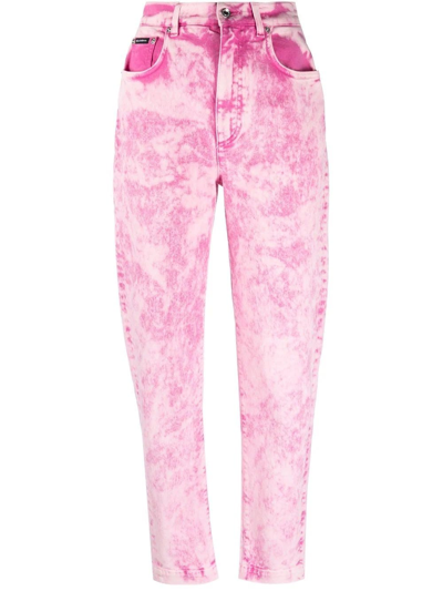 Shop Dolce & Gabbana Pink High Waisted Amber Jeans