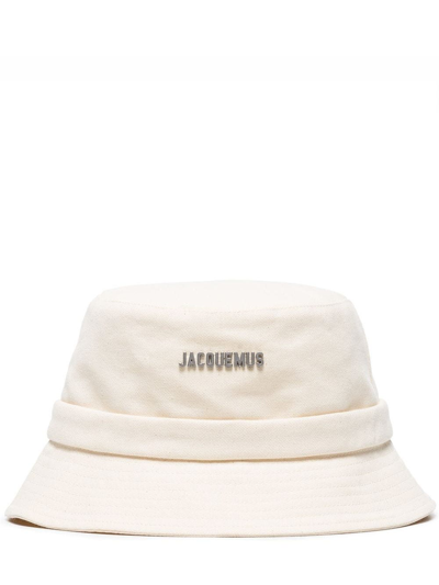 Shop Jacquemus White Le Bob Logo Bucket Hat