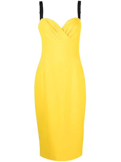 Shop Dolce & Gabbana Yellow Sweetheart Neck Dress