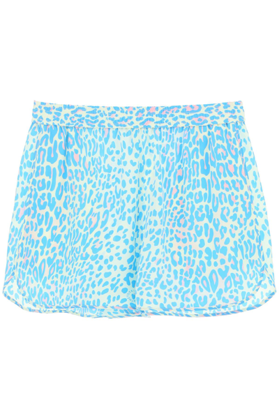 Shop Stella Mccartney Silk Shorts In Multicolor (blue)