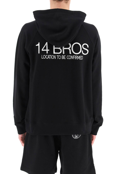 Shop 14 Bros Logo Embroidery Hoodie In Nero (black)