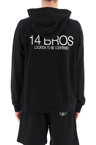14 Bros Logo Embroidery Hoodie In Nero (black)