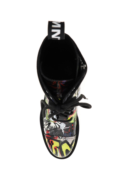 Shop Vetements Graffiti Lace-up Boots In Black Graffiti (black)