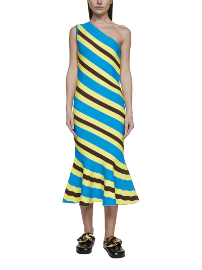 Shop Jw Anderson Dress In Yellow Light Blue