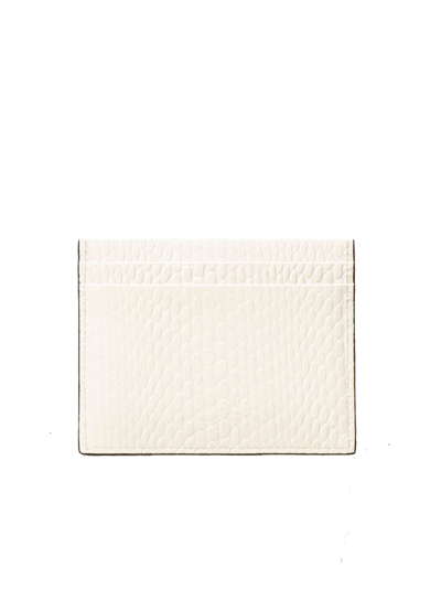 Shop Christian Louboutin White Silver Snake Printed W Kios Cardholder In White/silver