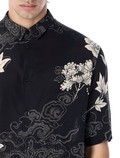 Shop Saint Laurent Floral Print Shirt In Black