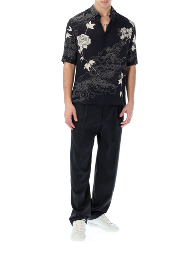 Shop Saint Laurent Floral Print Shirt In Black