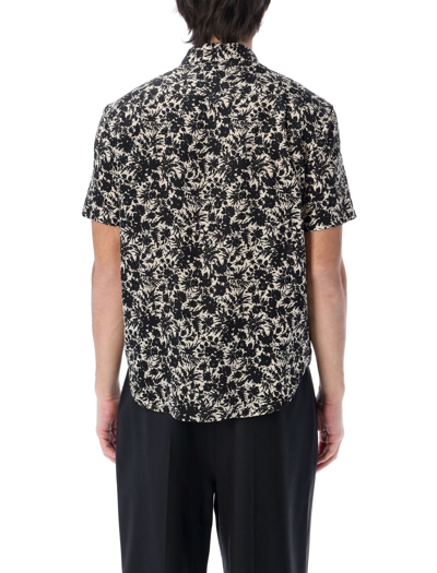 Shop Saint Laurent Floral Motif S/s Shirt In White Black
