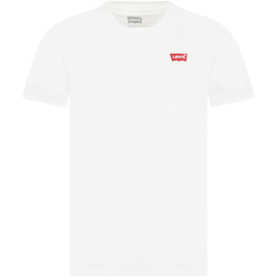 Shop Levi's White T-shirt For Kids With Logo