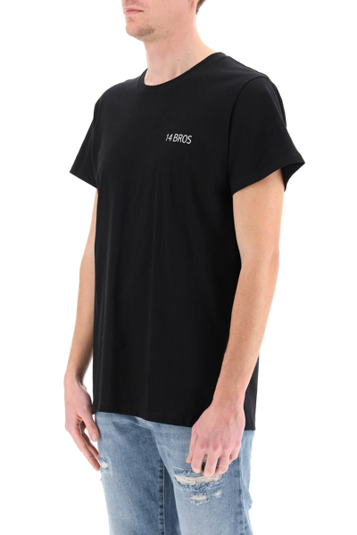 Shop 14 Bros Boo Logo Print T-shirt In Nero (black)
