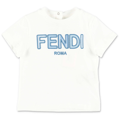 Shop Fendi T-shirt Bianca In Jersey Di Cotone In Bianco