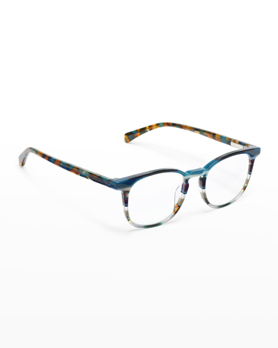 Shop Eyebobs Boardroom Oversized Square Acetate Reader Glasses In Multi Stripes Wit