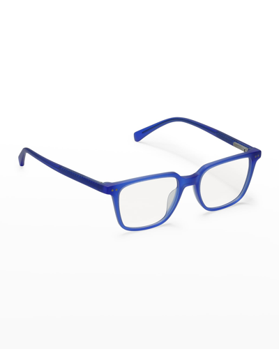 Shop Eyebobs C Suite Square Acetate Reader Glasses In Blue Crystal